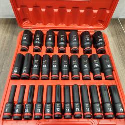 AS-IS- Milwaukee Impact Socket Set 1/2  Drive Metric 6 Point Forged Impact Steel 29-Pc
