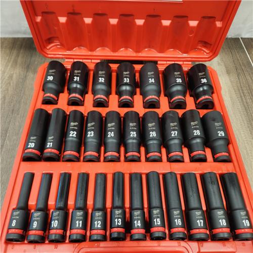 AS-IS- Milwaukee Impact Socket Set 1/2  Drive Metric 6 Point Forged Impact Steel 29-Pc