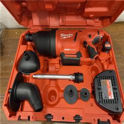 AS-IS M12 12-Volt Lithium-Ion Cordless Drain Cleaning Airsnake Air Gun Kit with (1) 2.0Ah Battery, Toilet Attachments