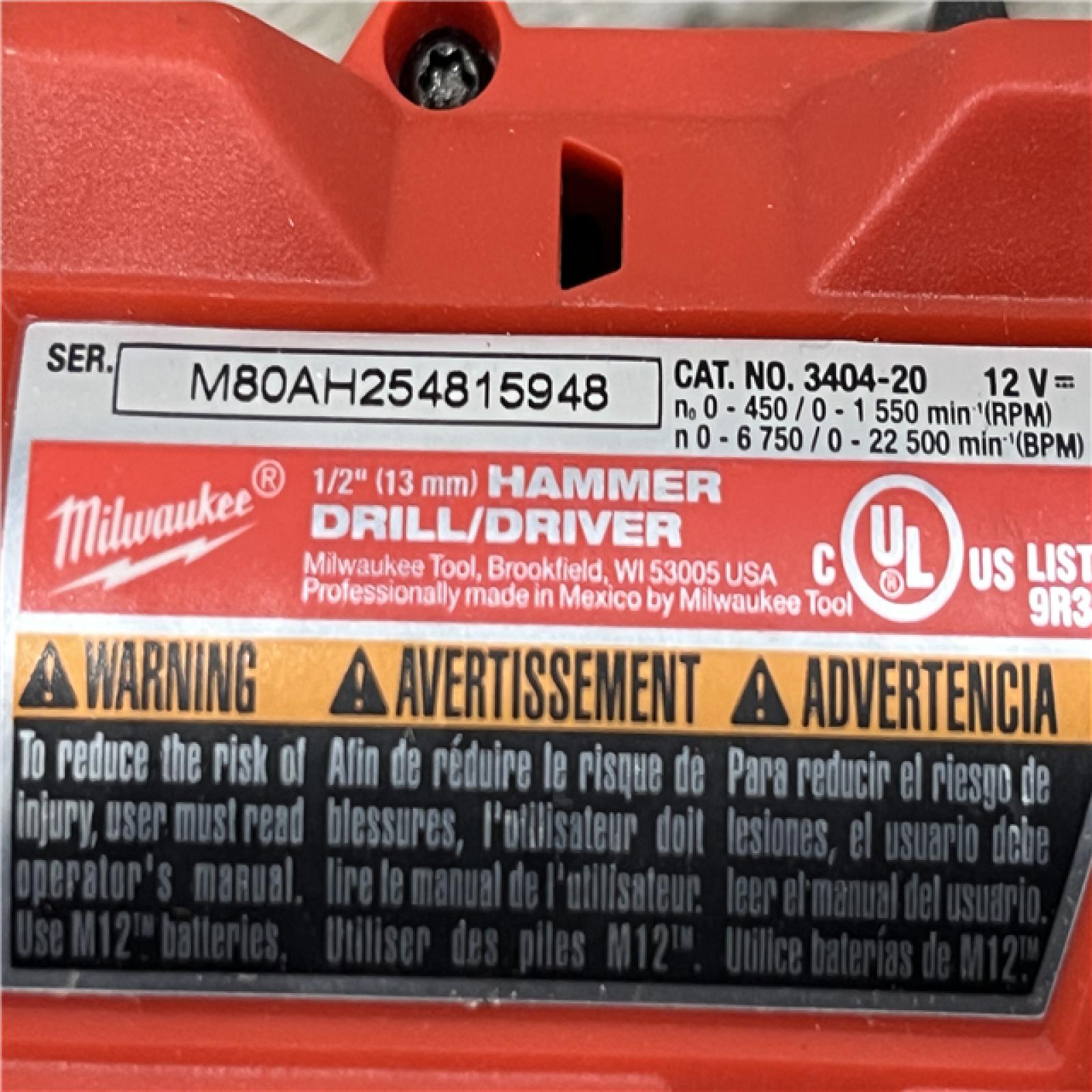 AS-IS Milwaukee FUEL 12V Lithium-Ion Brushless Cordless 1/2 in. Hammer Drill (Tool-Only)