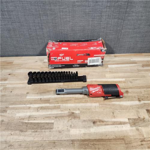 HOUSTON LOCATION - AS-IS Milwaukee FUEL INSIDER 12V Lithium-Ion Brushless Cordless 1/4 in. - 3/8 in. Extended Reach Box Ratchet (Tool-Only)