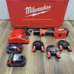 AS-IS Milwaukee M18 18V Lithium-Ion Cordless Short Throw Press Tool Kit with 3 PEX Crimp Jaws (2) 2.0 Ah Batteries and Charger