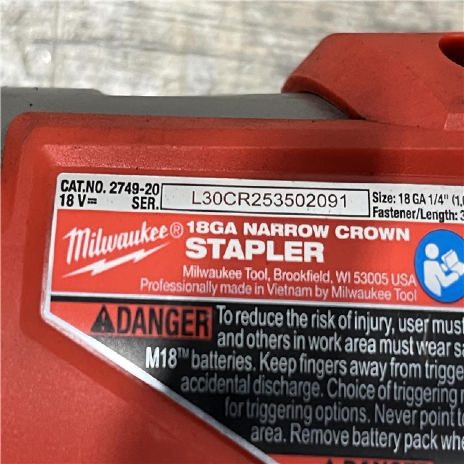 AS-IS Milwaukee FUEL 18-Volt Lithium-Ion Brushless Cordless 18-Gauge 1/4 in. Narrow Crown Stapler (Tool-Only)