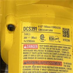 AS-IS DEWALT 20-Volt MAX Lithium-Ion Cordless 6-1/2 in. Circular Saw (Tool-Only)