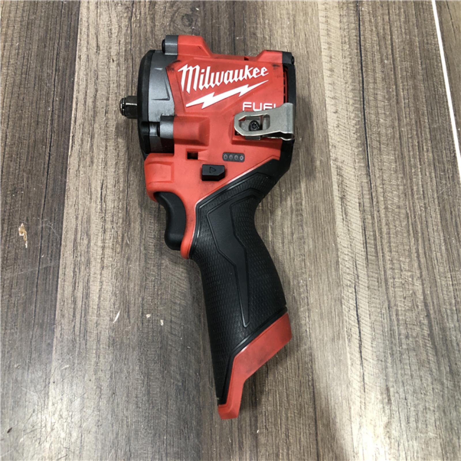 AS-IS Milwaukee  FUEL 12V Lithium-Ion Brushless Cordless Stubby 3/8 in. Impact Wrench (Tool-Only)