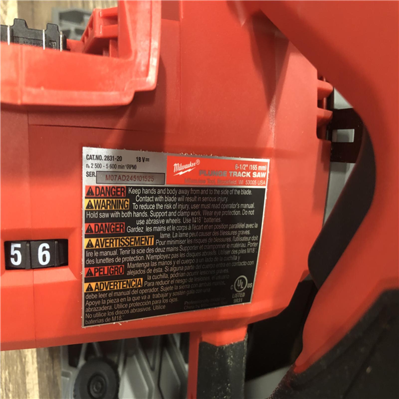 AS-IS Milwaukee FUEL 18V Lithium-Ion Cordless Brushless 6-1/2 in. Plunge Cut Track Saw (Tool-Only)