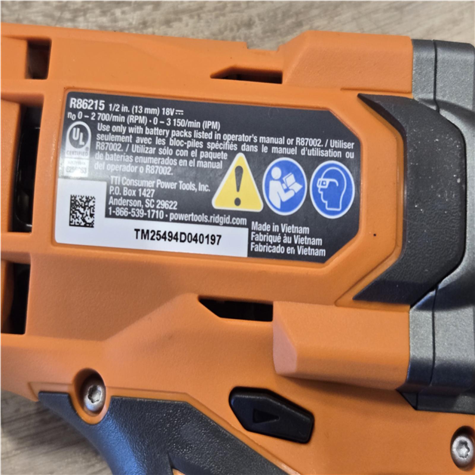 AS-IS RIDGID 18V Cordless 1/2 in. Impact Wrench Kit with 4.0 Ah Battery and Charger