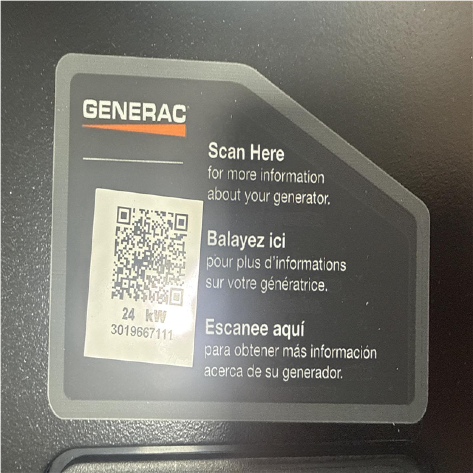 CALIFORNIA AS IS GENERAC 24KW GENERATOT WITH TRANSFER SWITCH
