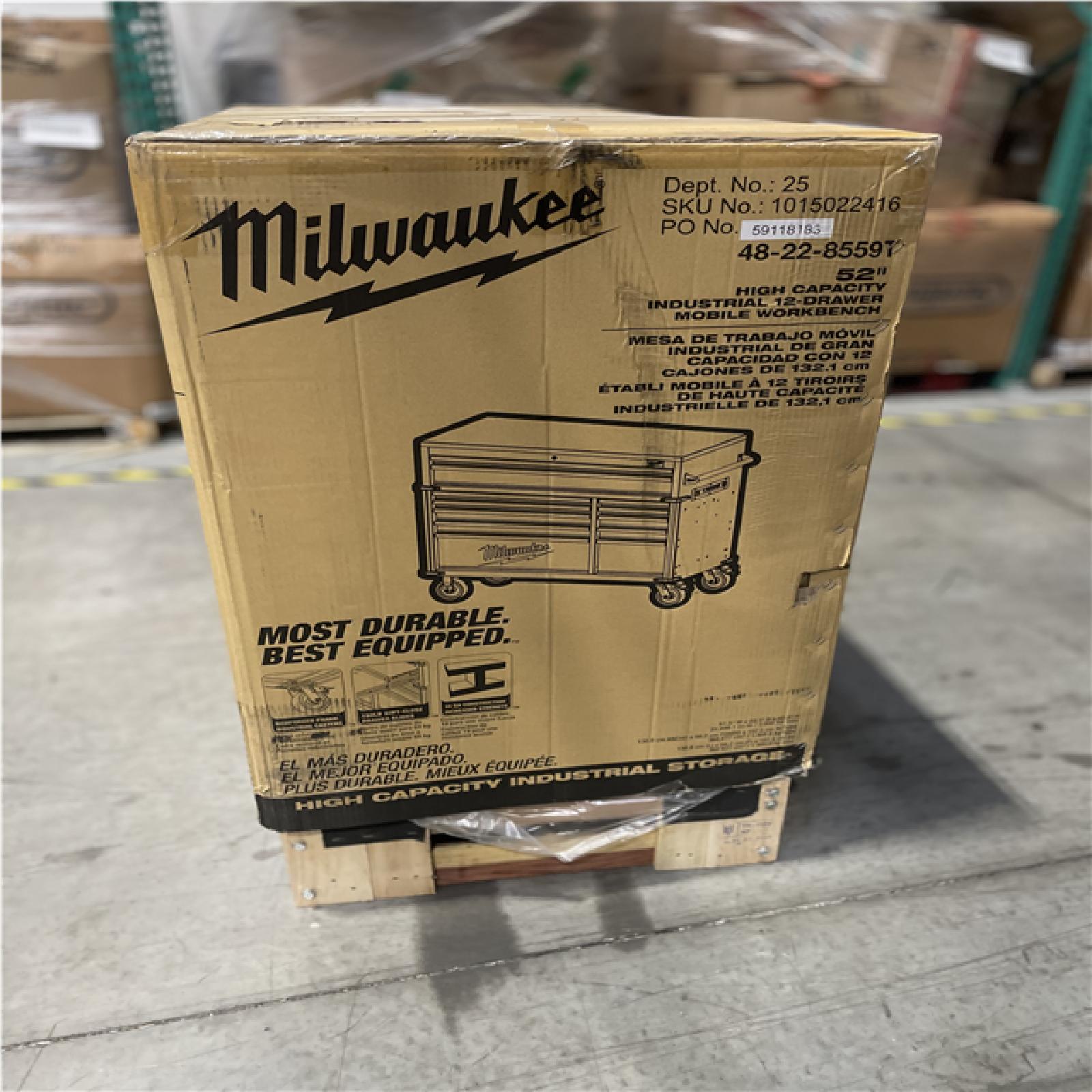 DALLAS LOCATION- Milwaukee High Capacity 52 in. W x 22.1 in. D 12-Drawer Mobile Workbench Cabinet
