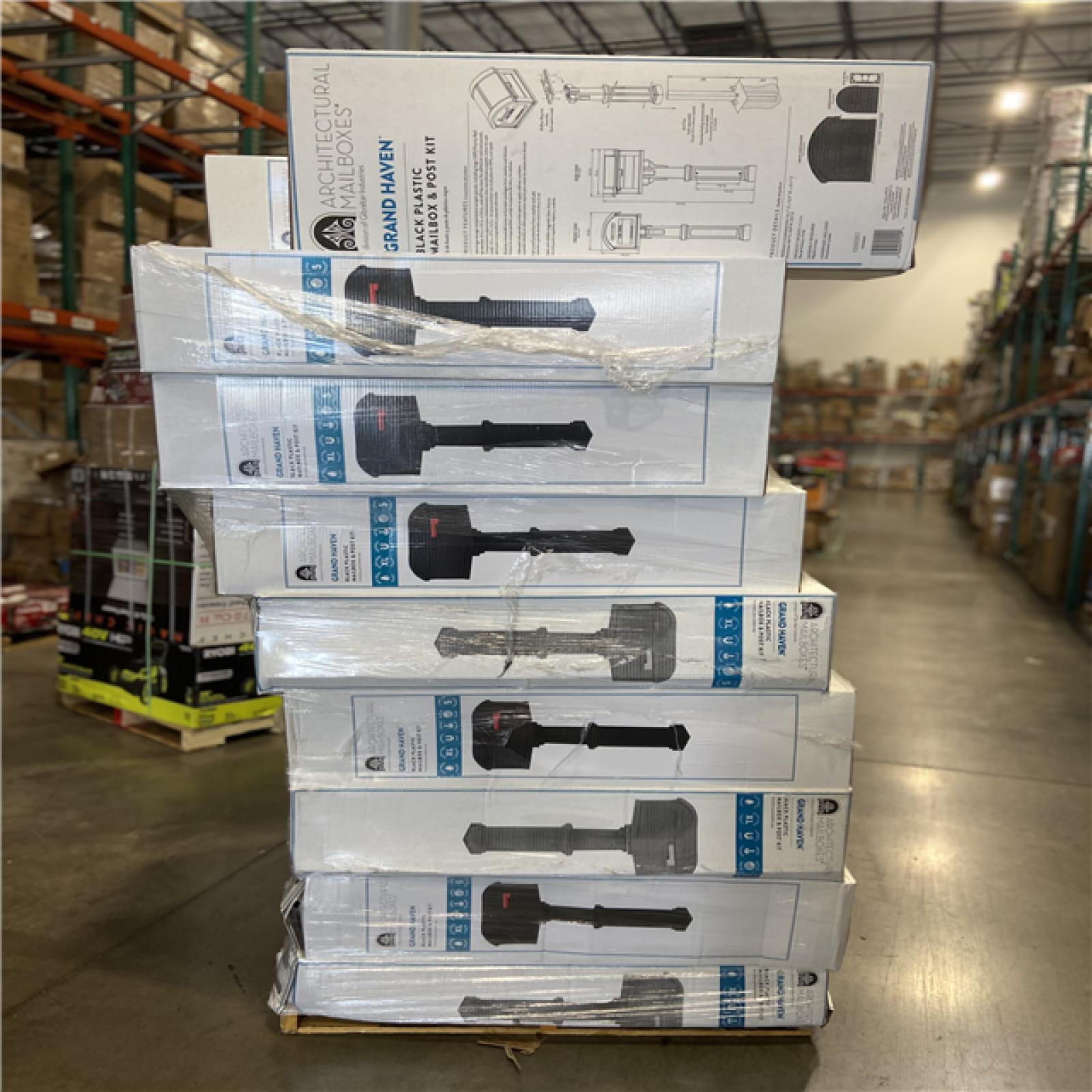 DALLAS LOCATION - Architectural Mailboxes Grand Haven Black, Extra Large, Plastic, Mailbox and Post Combo (27 UNITS)