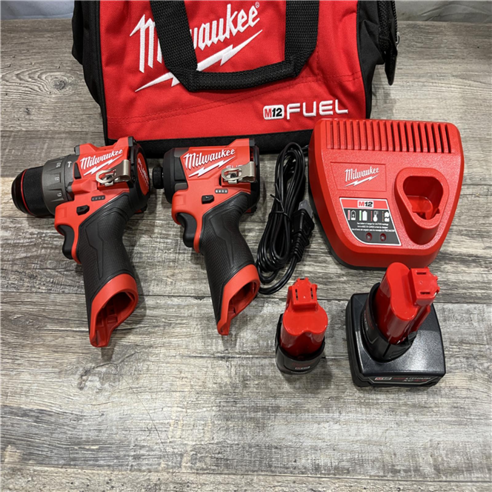 AS-IS Milwaukee FUEL 12-Volt Lithium-Ion Brushless Cordless Hammer Drill and Impact Driver Combo Kit