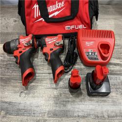 AS-IS Milwaukee FUEL 12-Volt Lithium-Ion Brushless Cordless Hammer Drill and Impact Driver Combo Kit