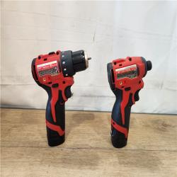 AS-IS- M12 12-Volt Lithium-Ion Brushless Cordless Subcompact Drill and Impact Driver Combo Kit W/2 Batteries and Bag (2-Tool)