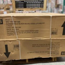 DALLAS LOCATION - Home Decorators Collection Summerfield 39.6 in. W 50000 Btu Black Steel Propane Outdoor Fire Pit with Lava Rocks - 2 UNITS