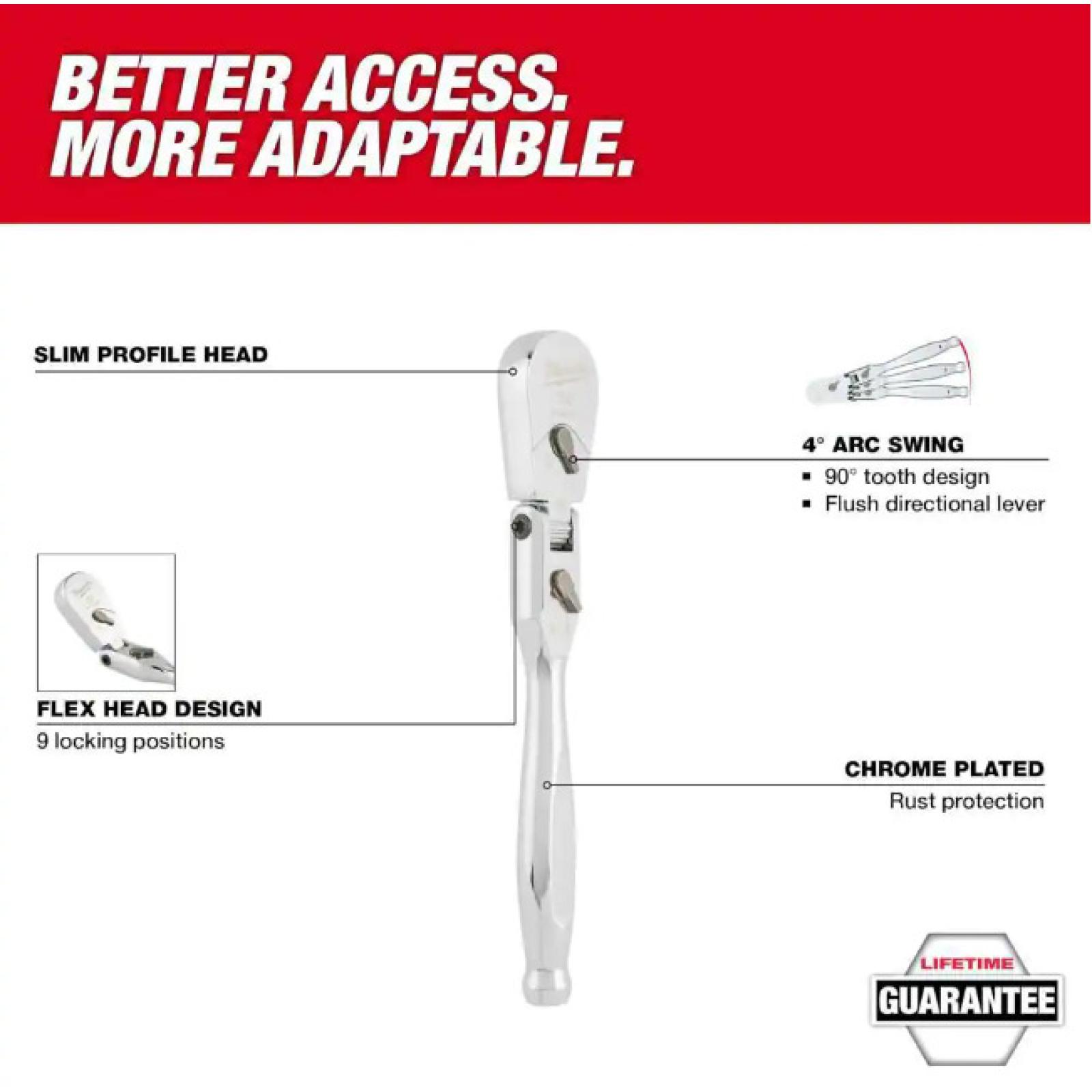 NEW - Milwaukee Tool 3/8  Drive 12  Flex Head Ratchet