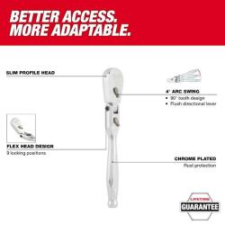 NEW - Milwaukee Tool 3/8  Drive 12  Flex Head Ratchet