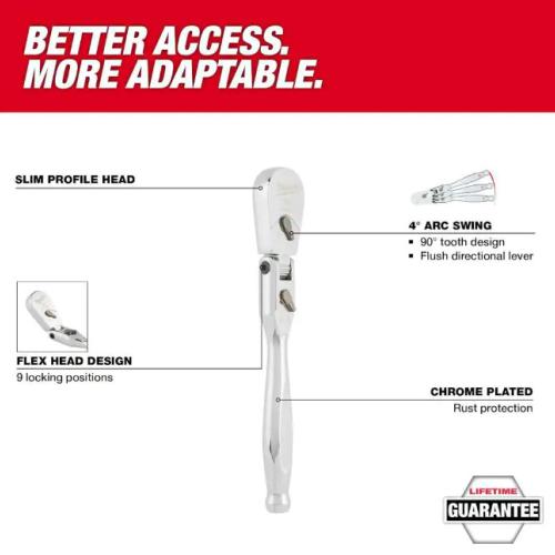 NEW - Milwaukee Tool 3/8  Drive 12  Flex Head Ratchet