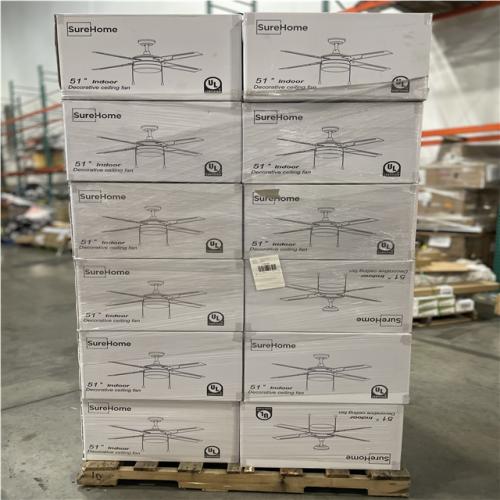 DALLAS LOCATION - SUREHOME SATIN NICKEL AND MATTE BLACK 51 INDOOR CEILING FAN PALLET-(36 UNITS)