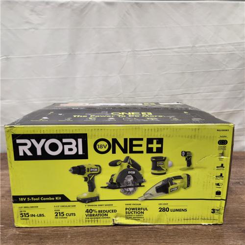 NEW! RYOBI ONE+ 18V Cordless 5-Tool Combo Kit with (2) 1.5 Ah Batteries, Charger, and Tool Bag