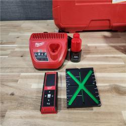 HOUSTON LOCATION - AS-IS (APPEARS LIKE NEW) Milwaukee 3624-21 12V M12 Lithium-Ion Cordless USB Rechargeable Green Beam Cross Line & 4-Points Laser Kit