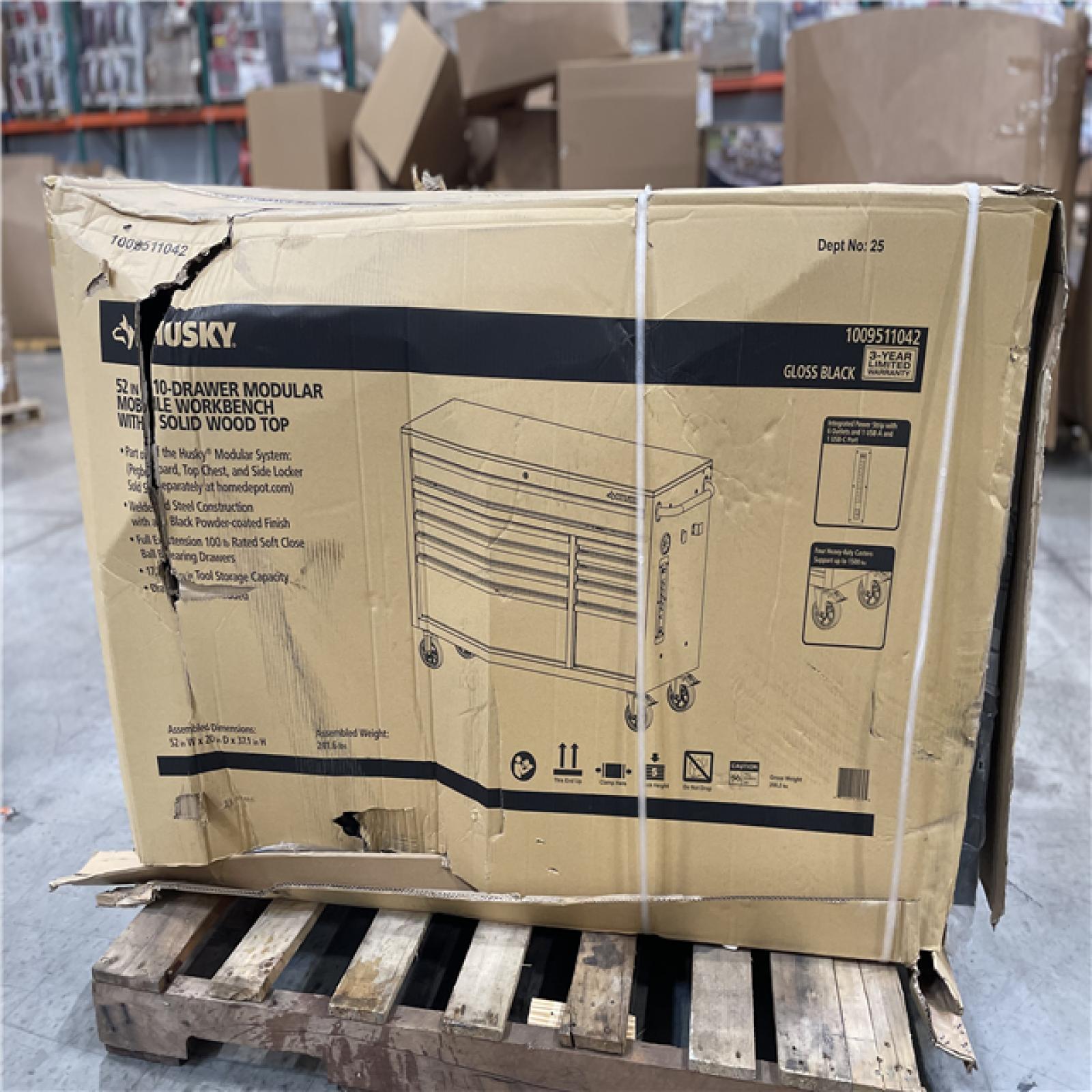 DALLAS LOCATION - AS-IS HUSKY 52IN 10 DRAWER WORKBENCH GLOSS BLACK