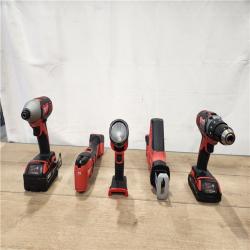 AS-IS- M18 18V Lithium-Ion Cordless Combo Kit (5-Tool) with (2) Batteries  Charger and Tool Bag