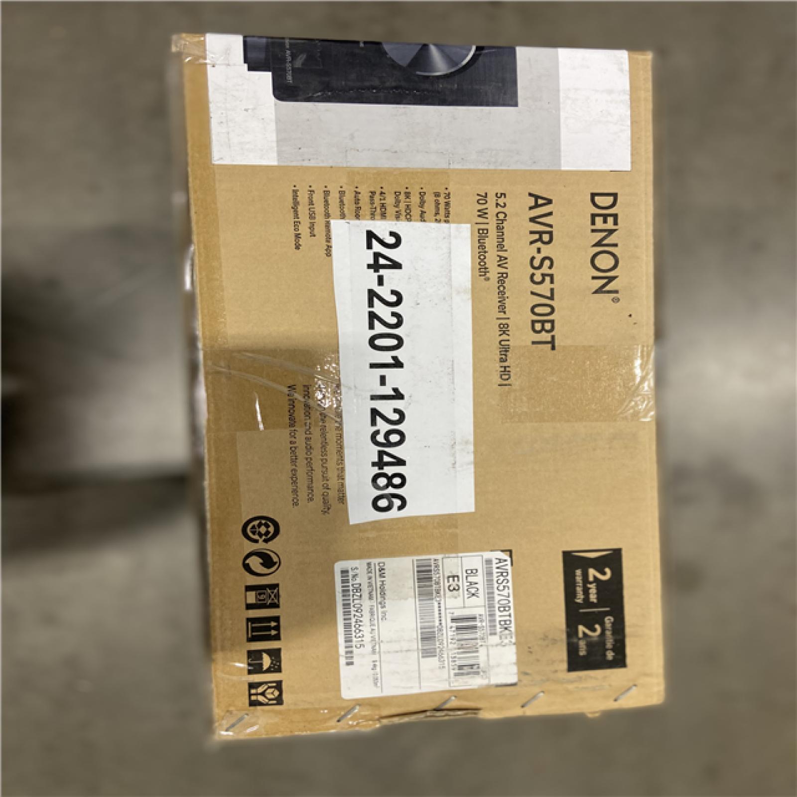 NEW! - Denon - AVR-S570BT (70W X 5) 5.2-Ch. Bluetooth Capable 8K Ultra HD HDR Compatible AV Home Theater Receiver - Black