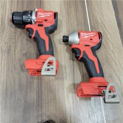 AS-IS Milwaukee M18 18V Lithium-Ion Brushless Cordless Compact Drill/Impact Combo Kit (2-Tool) W/(2) 2.0 Ah Batteries, Charger & Bag