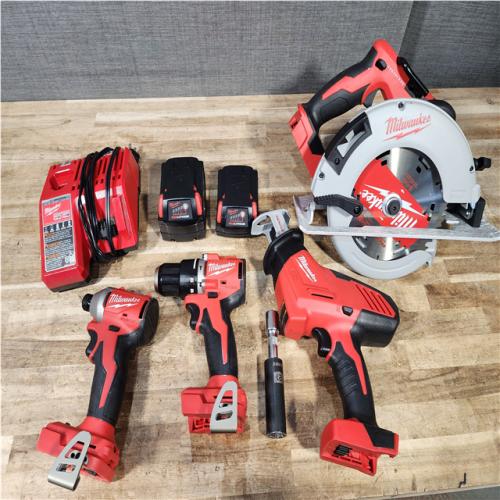 Houston Location AS-IS Milwaukee 18-Volt Lithium-Ion Brushless Cordless (4-Tool) Combo Kit