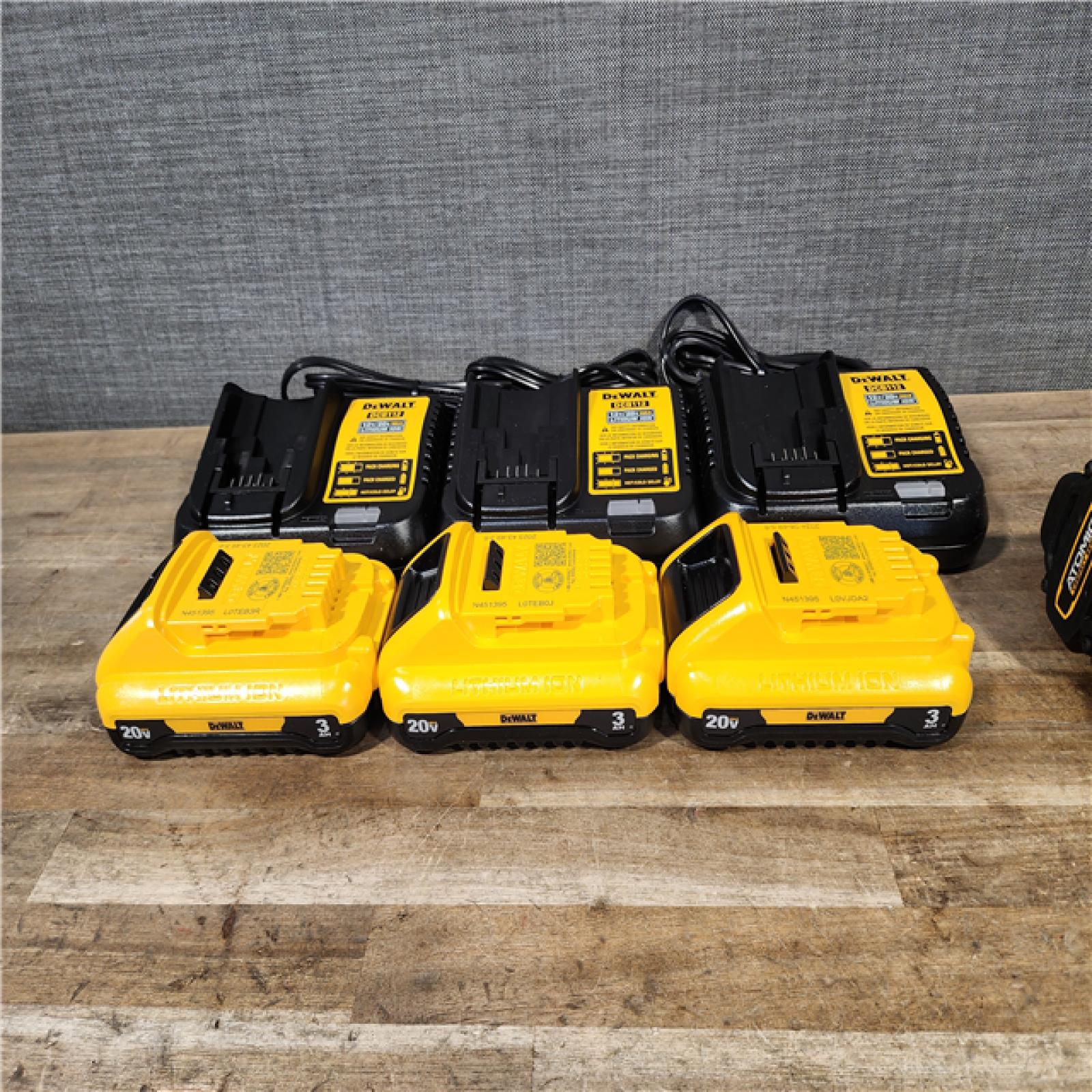 HOUSTON LOCATION - AS-IS (APPEARS LIKE NEW) (3) DeWalt ATOMIC 20-Volt Lithium-Ion Cordless 1/2 in. Compact Hammer Drill with 3.0Ah Battery  Charger and Bag