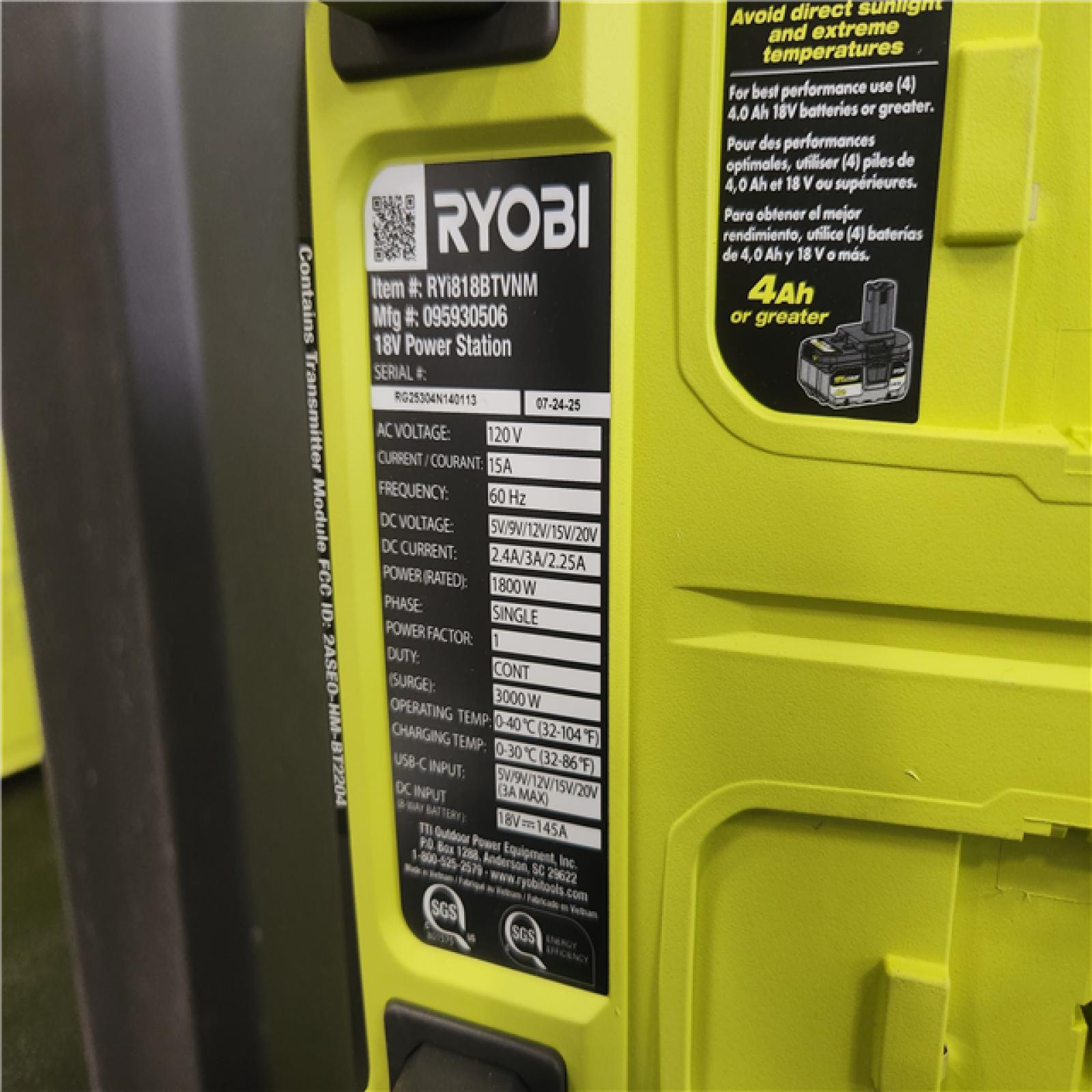 Phoenix NEW RYOBI 18V ONE+ 1800-Watt Portable Battery Inverter Power Station/8-Port Charger (Tool Only)