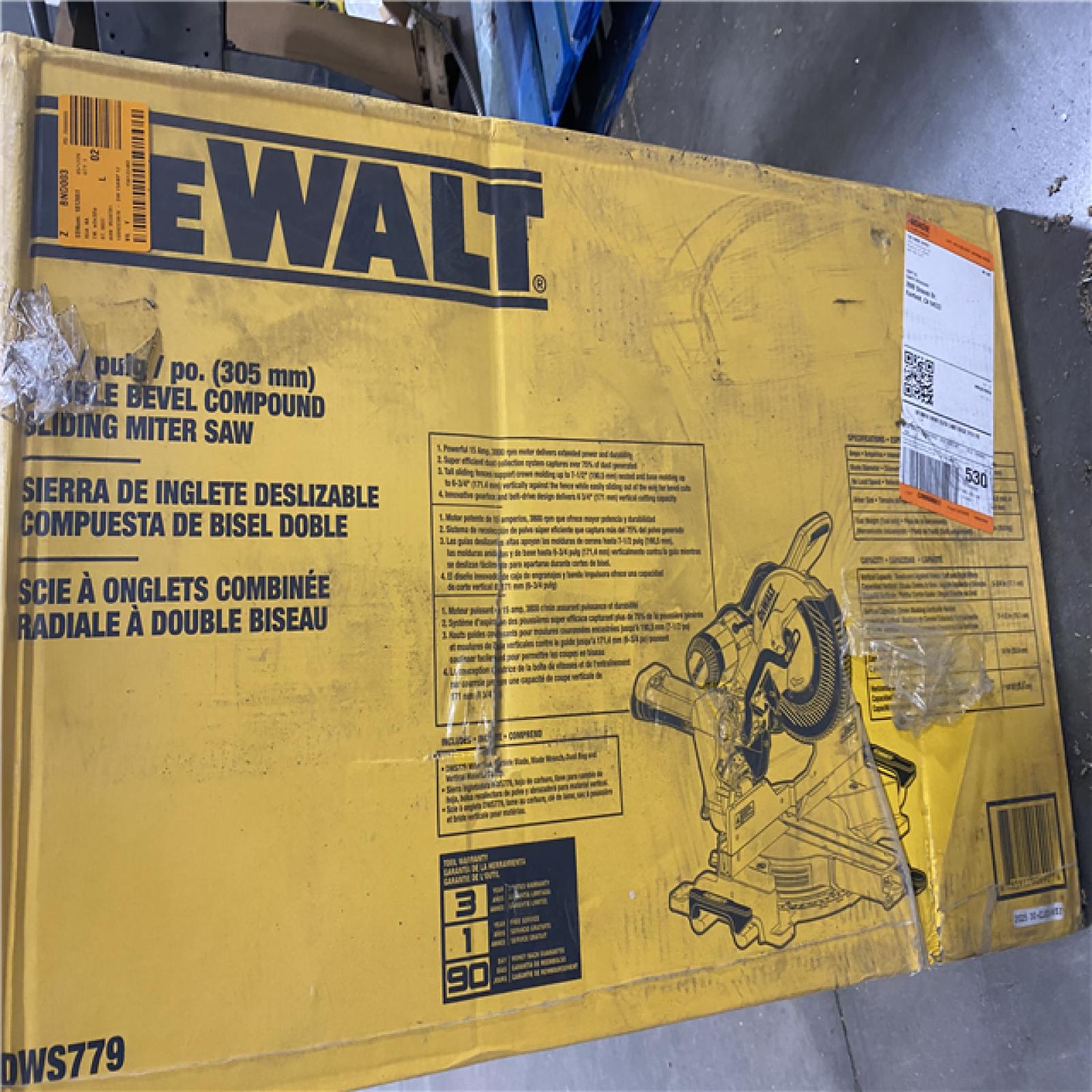 NEW- DeWalt 15 Amps 12 in. Corded Dual-Bevel Sliding Compound Miter Saw