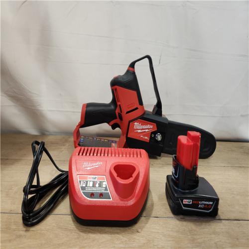 AS-IS- Milwaukee FUEL 12V Lithium-Ion Brushless Battery 6 in. HATCHET Pruning Saw Kit