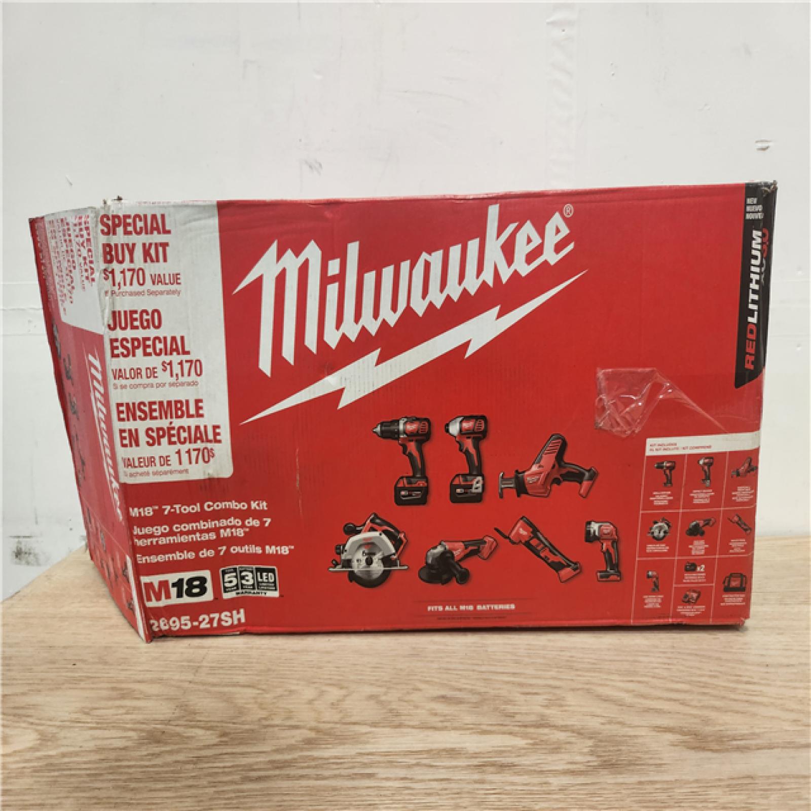 Phoenix Location Milwaukee M18 18-Volt Lithium-Ion Cordless Combo Kit 7-Tool with 2-Batteries, Charger and Tool Bag 2695-27SH