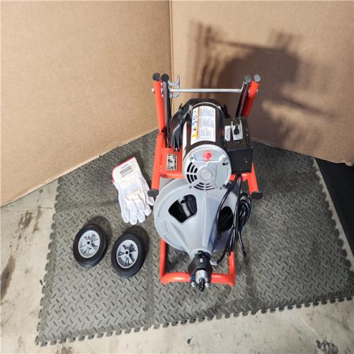 HOUSTON LOCATION - AS-IS RIDGID K-400 Drain Cleaning Snake Auger 120-Volt Drum Machine with C-32IW 3/8 in. X 75 Ft. Cable + 4-Piece Tool Set & Gloves