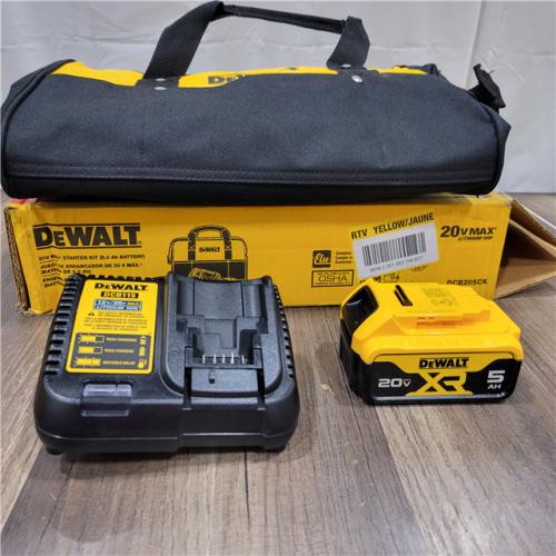 AS-IS DEWALT 20-Volt MAX XR Lithium-Ion Starter Kit with Premium Battery Pack 5.0Ah, Charger and Kit Bag