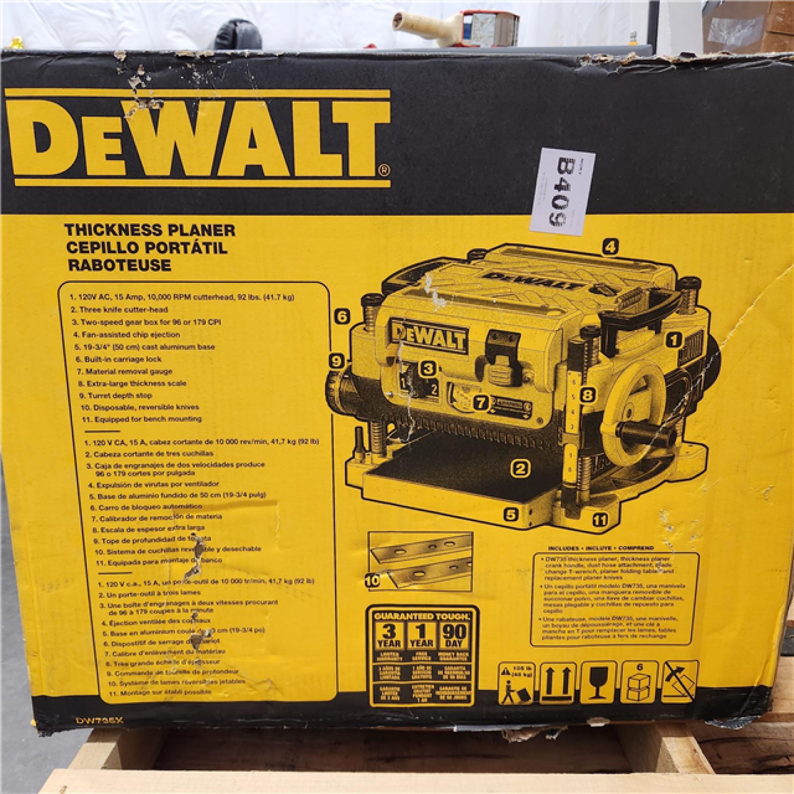 AS-IS DEWALT 13 2 Speed 3-Knife Thickness Planer
