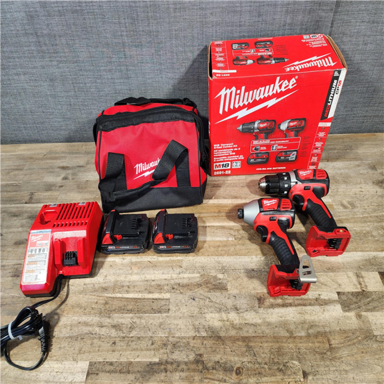 HOUSTON LOCATION - AS-IS Milwaukee M18 Brushed Cordless (2-Tool) Drill/Driver and Impact Driver Kit