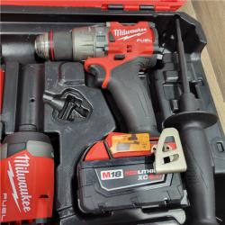 AS-IS  MILWAUKEE M18 FUEL 18V Lithium-Ion Brushless Cordless Hammer Drill and Impact Driver Combo Kit (2-Tool) with 2 Batteries