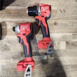 HOUSTON LOCATION - AS-IS Milwaukee M18 18V Lithium-Ion Brushless Cordless Compact Drill/Impact Combo Kit (2-Tool) W/(2) 2.0 Ah Batteries  Charger & Bag