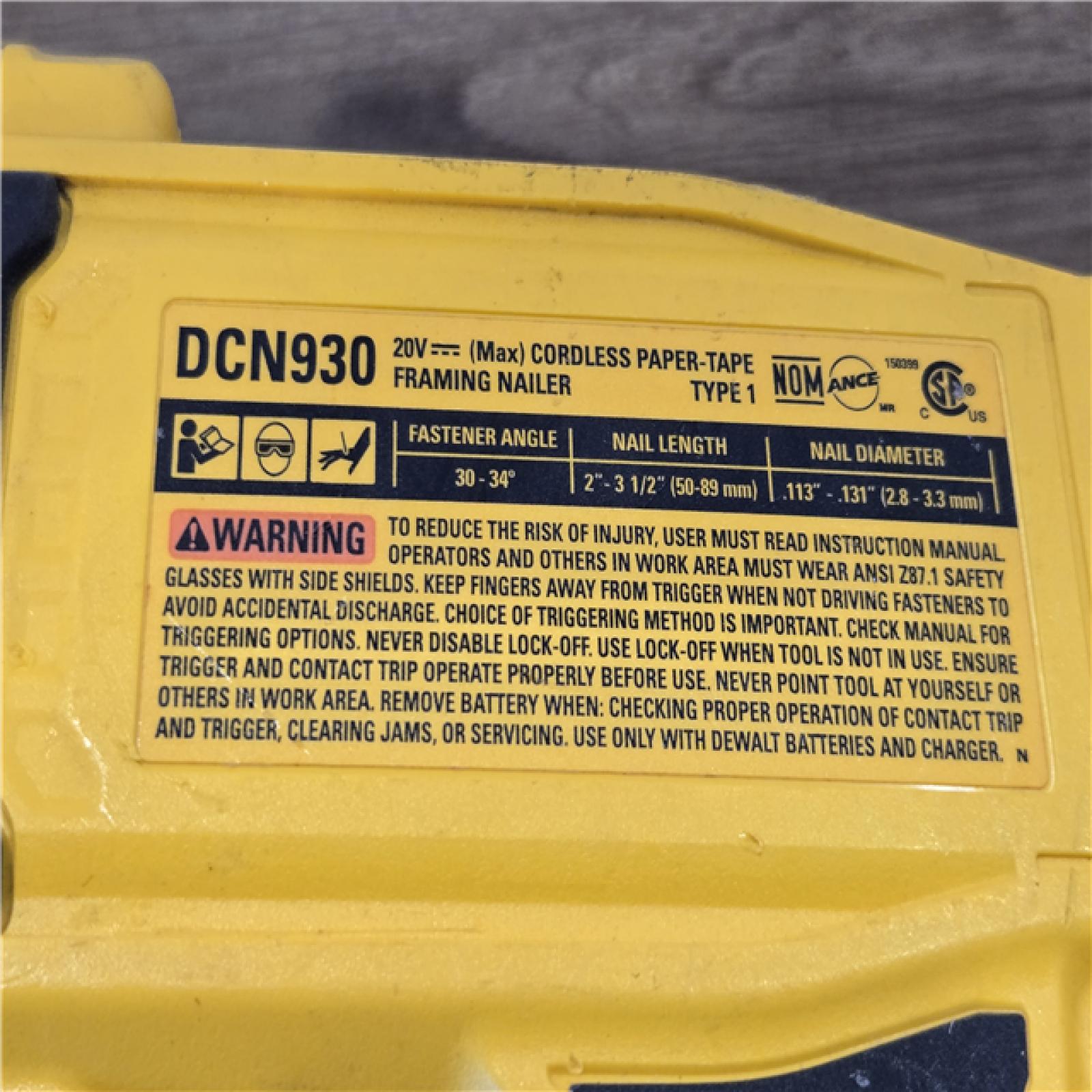 AS-IS DEWALT 20V 30 Degree Cordless Framing Nailer (Tool-Only)