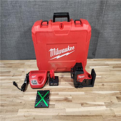 HOUSTON LOCATION - AS-IS Milwaukee  12-Volt Lithium-Ion Cordless Green 250 ft. 3-Plane Laser Level Kit