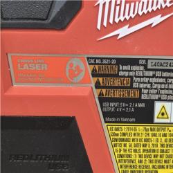 AS-IS Milwaukee 100 ft. REDLITHIUM Lithium-Ion USB Green Rechargeable Cross Line Laser Level with Charger