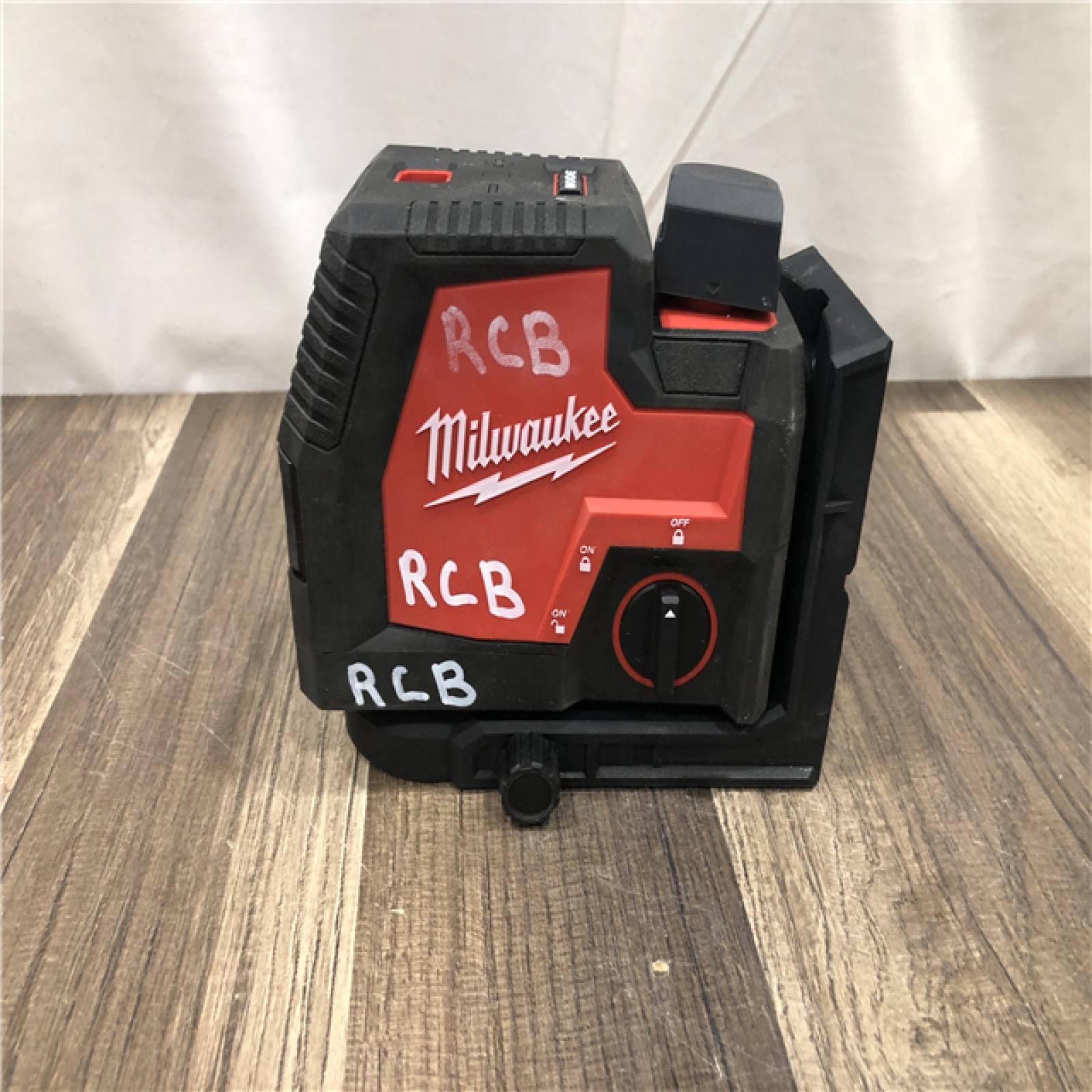 AS-IS Milwaukee Green 100 ft. Cross Line and Plumb Points Rechargeable Laser Level Kit