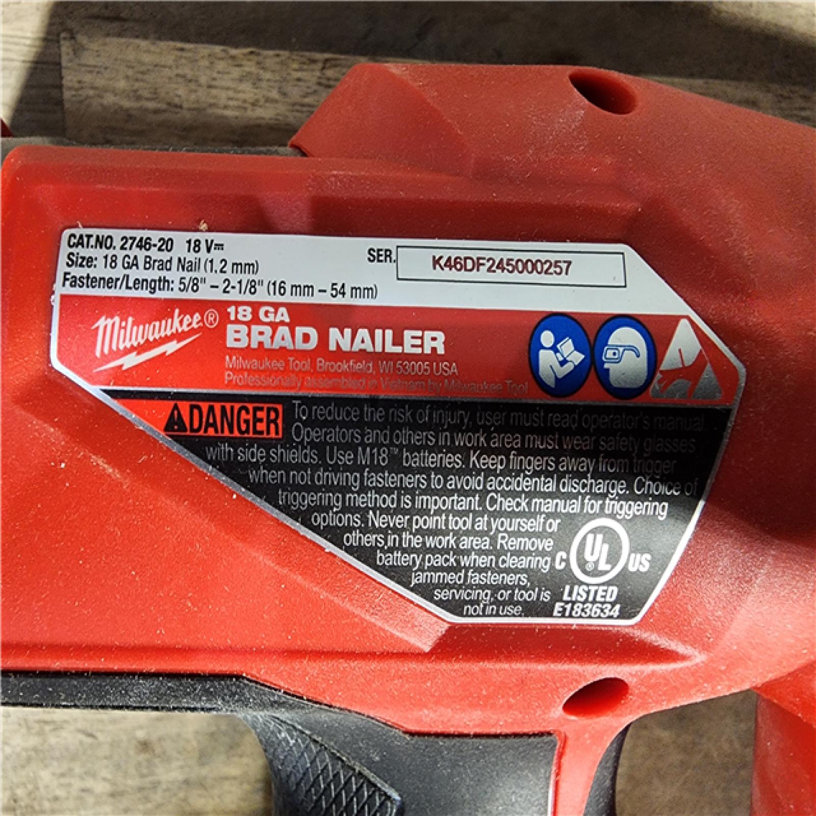 HOUSTON LOCATION - AS-IS Milwaukee M18 Fuel 18V Brushless 18-Gauge Brad Nailer 2746-20 (Bare Tool)