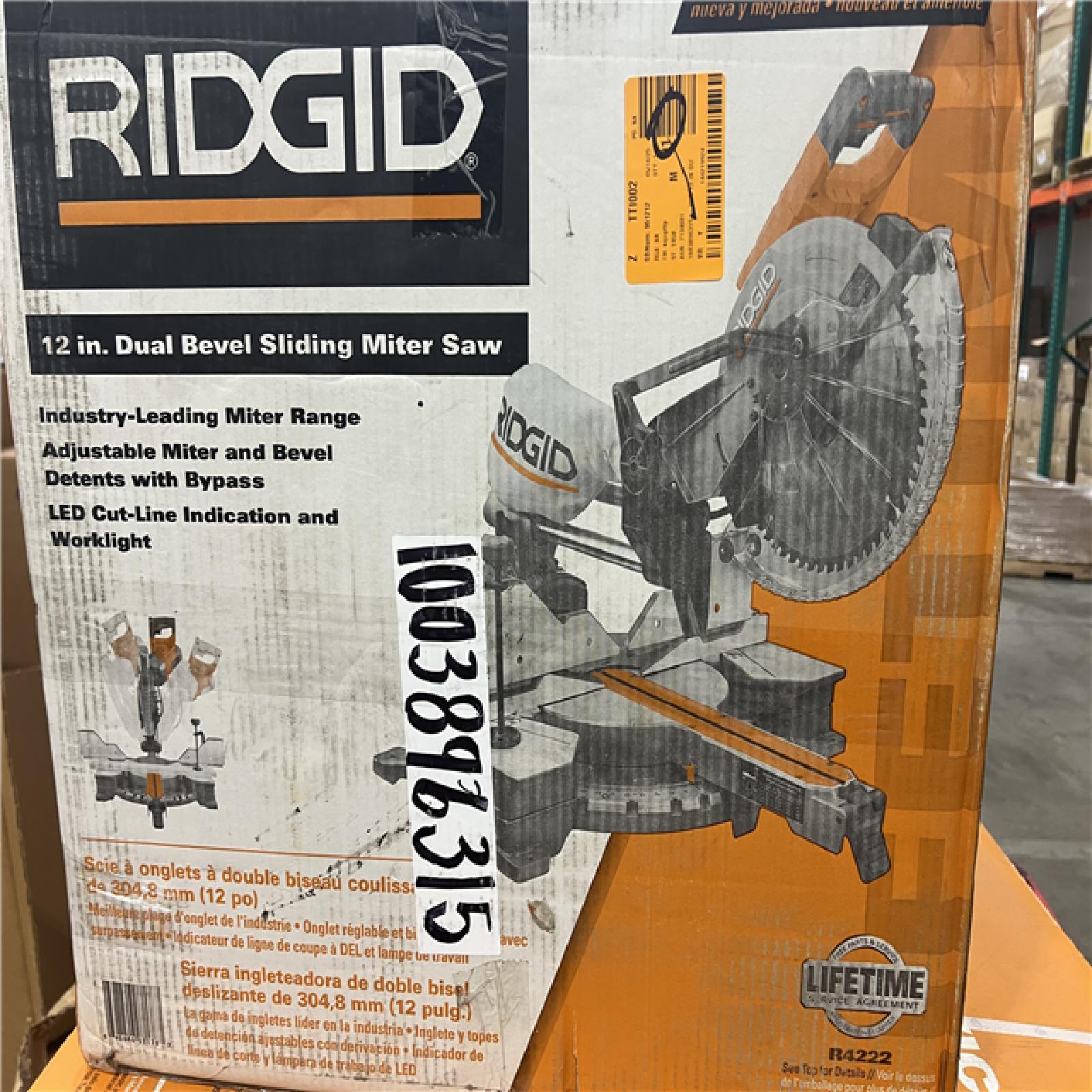 NEW- RIDGID 15 Amp Corded 12-Inch Dual Bevel Sliding Mitre Saw