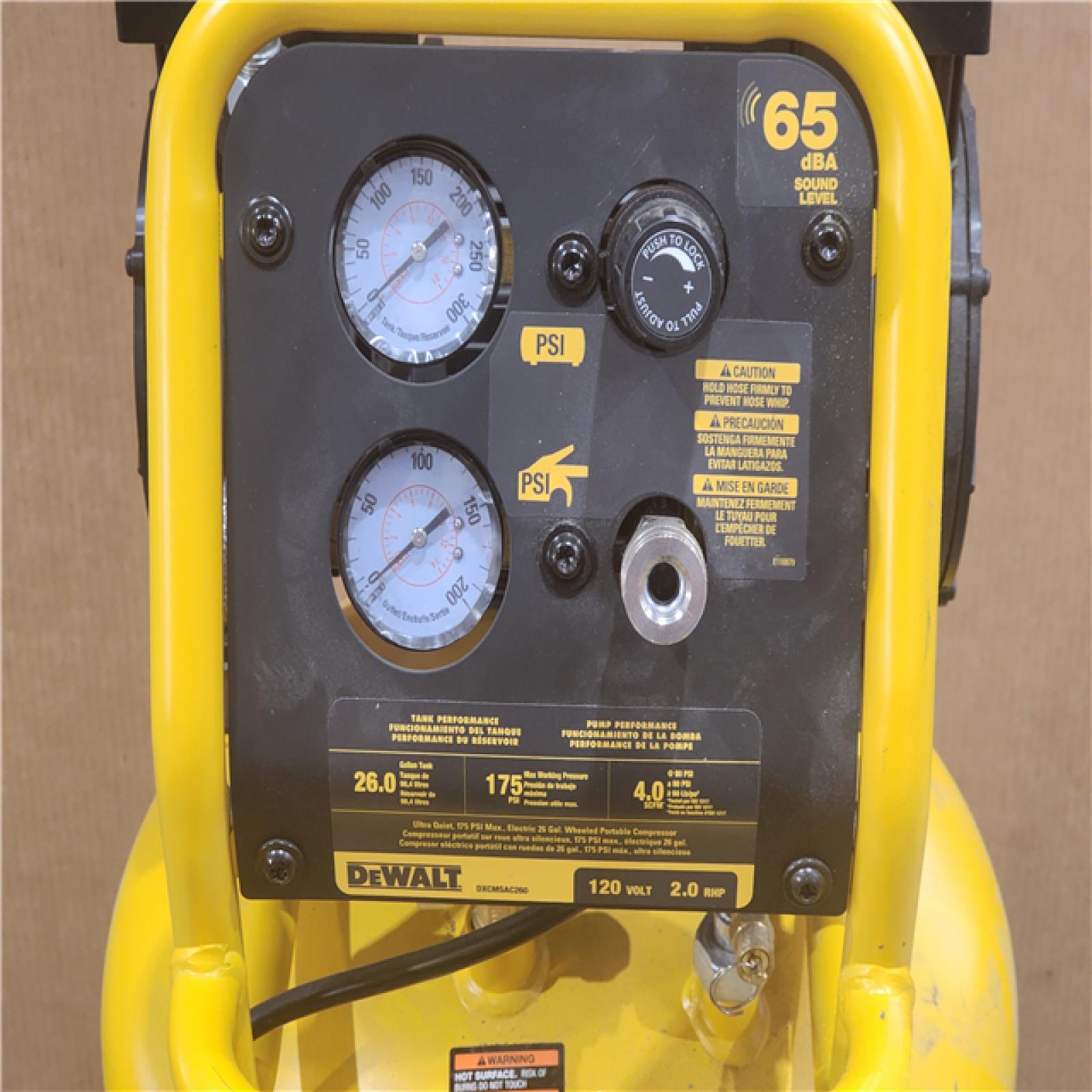 HOUSTON LOCATION - AS-IS DEWALT 26 Gal. 175 PSI Ultra Quiet Portable Electric Air Compressor