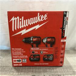 NEW - Milwaukee 18V Lithium-Ion Cordless Drill Driver/Impact Driver Combo Kit