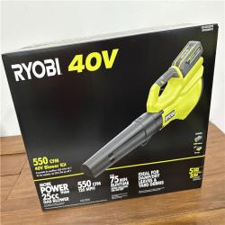 California NEW Sealed Box Ryobi 550 CFM 40V Blower Kit, Includes (1) Battery & Charger