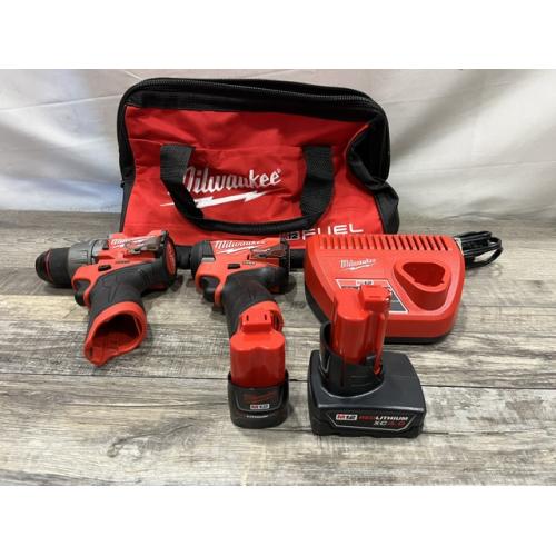 AS-IS Milwaukee FUEL 12-Volt Lithium-Ion Brushless Cordless Hammer Drill and Impact Driver Combo Kit